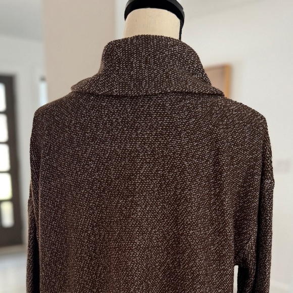Lands' End Cowl Neck Dark Brown/White Boucle Textured Sweater Size M - Picture 5 of 8